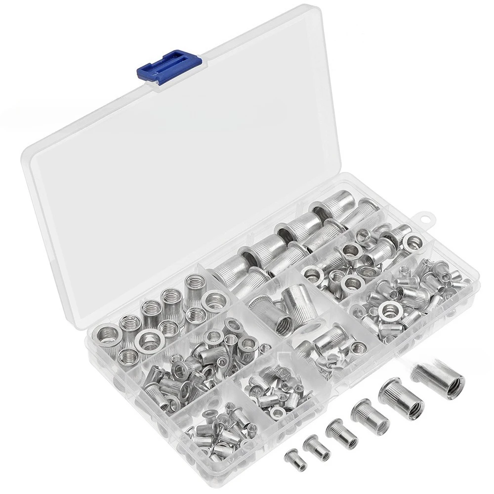 165pcs M3-M10 Aluminum Rivet Nuts Kit, Flat Head Knurled Threaded Inserts for Metal Fabrication/Automotive Repair
165pcs M3-M10 Aluminum Rivet Nuts Kit, Flat Head Knurled Threaded Inserts for Metal Fabrication/Automotive Repair