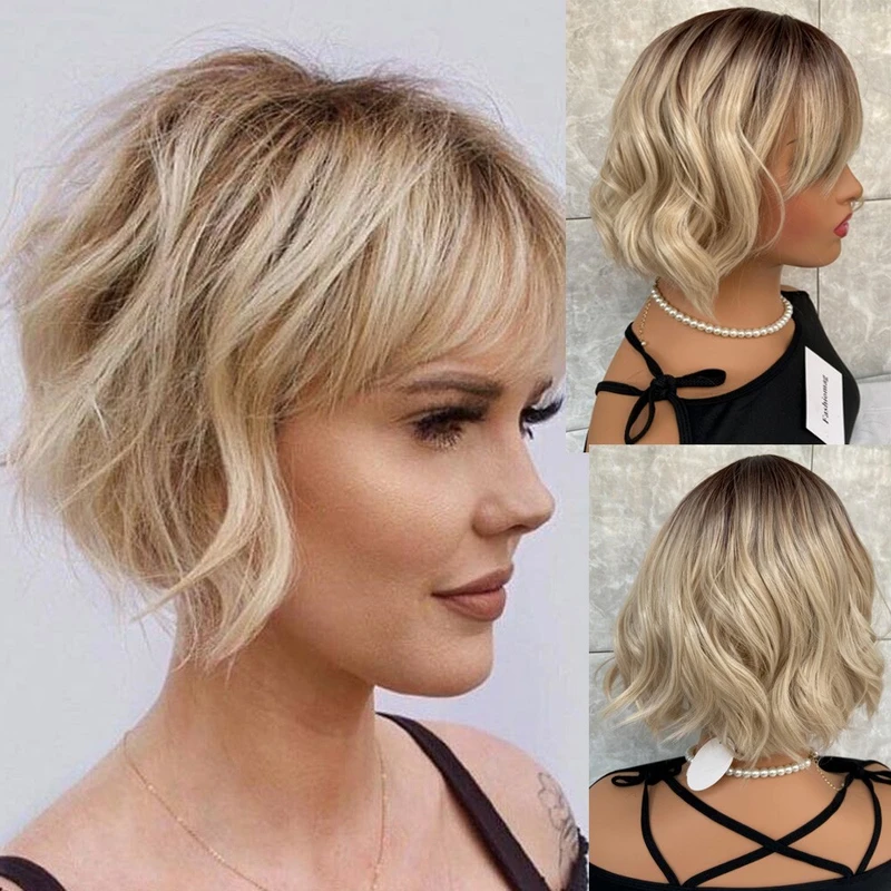 Choppy Bobs Wavy Hairstyle Blonde Mix Dark Top Synthetic Hair Wigs Women Natural
Choppy Bobs Wavy Hairstyle Blonde Mix Dark Top Synthetic Hair Wigs Women Natural