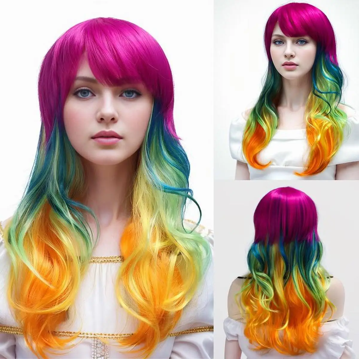20-Inch Straight Mid-Length Colorful Synthetic Wig For Holiday Party Halloween Cosplay 
20-Inch Straight Mid-Length Colorful Synthetic Wig For Holiday Party Halloween Cosplay
