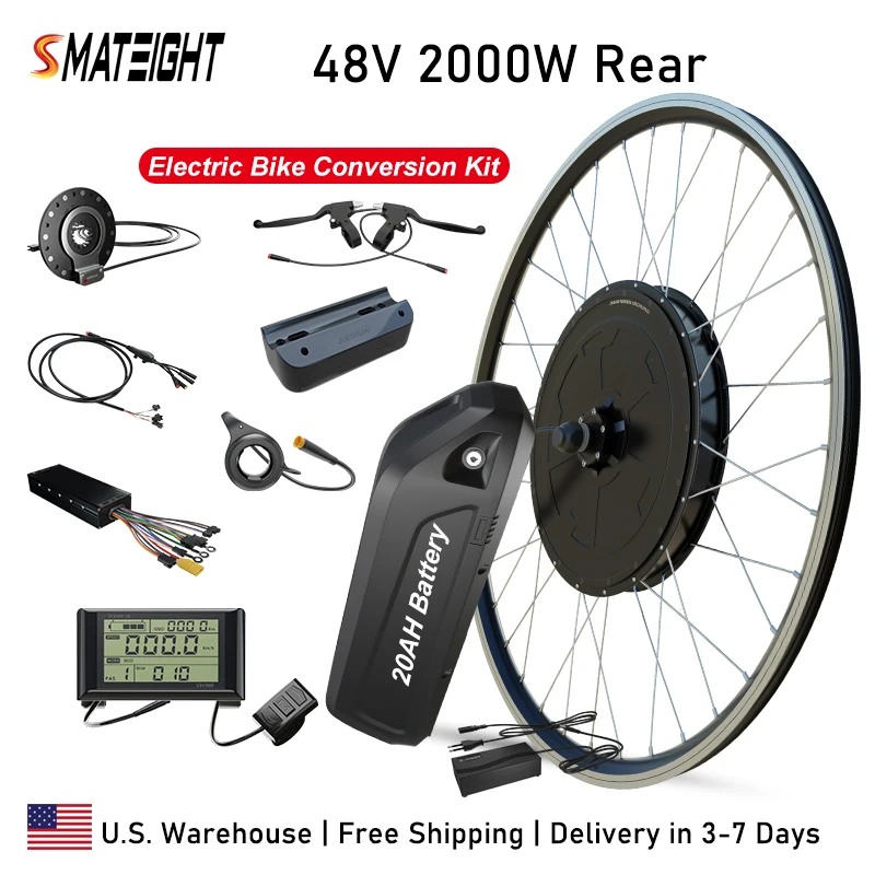 Комплект для переоборудования электровелосипеда 48 В 2000 Вт с аккумулятором 20 Ач, бесщеточный мотор-концентратор, заднее колесо для электрического велосипеда 700C
Комплект для переоборудования электровелосипеда 48 В 2000 Вт с аккумулятором 20 Ач, бесщеточный мотор-концентратор, заднее колесо для электрического велосипеда 700C