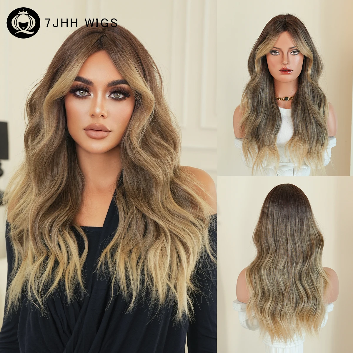 7JHH WIGS Long Water Wave Golden Brown Wig for Women High Density Synthetic Modest Fashion Middle Part Wigs with Dark Roots
7JHH WIGS Long Water Wave Golden Brown Wig for Women High Density Synthetic Modest Fashion Middle Part Wigs with Dark Roots