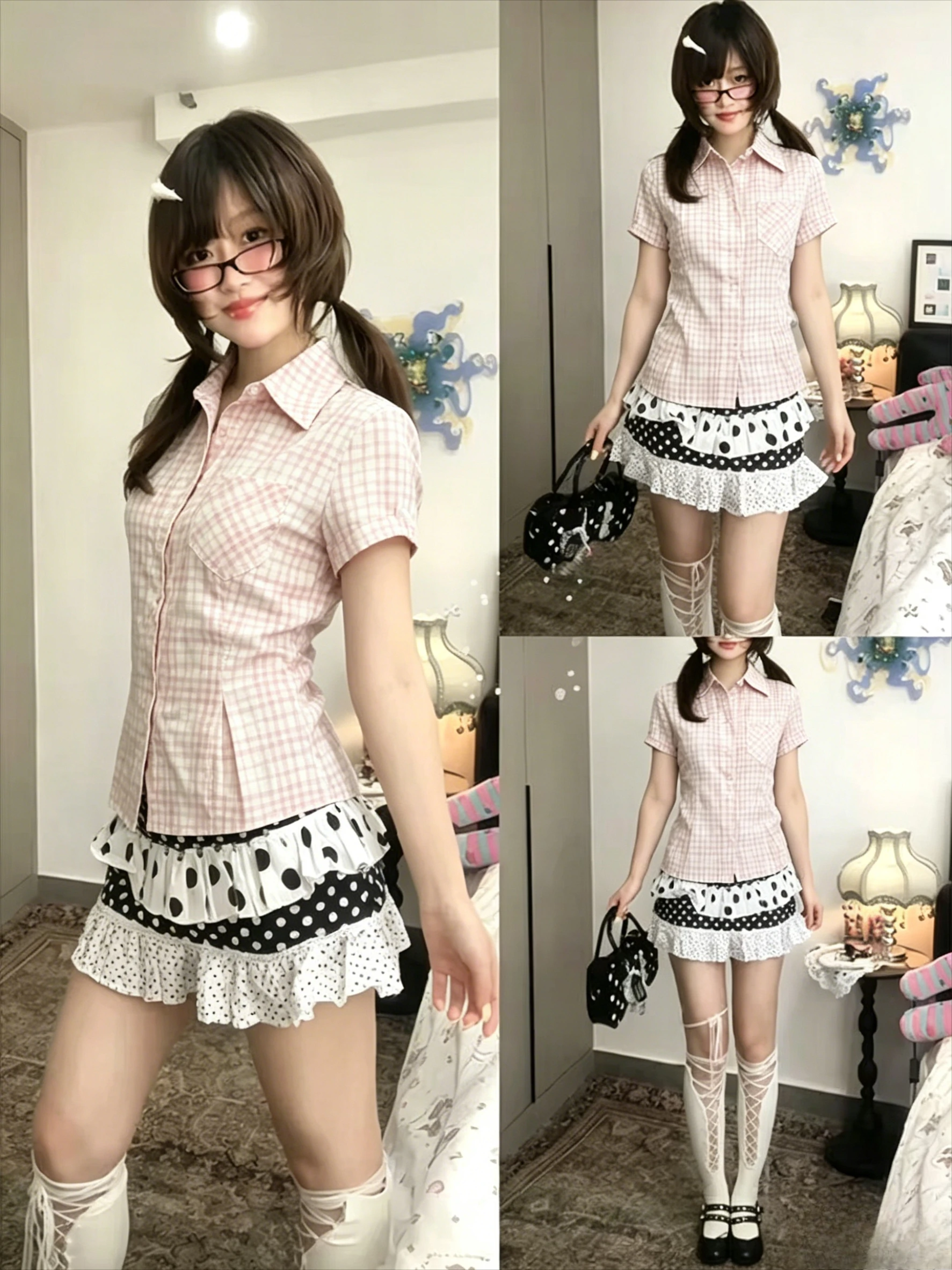 Japanese Women Retro Pocket T-Shirt Casual Short Sleeve Plaid Shirt Slim Summer Vintage Blouse New Summer Clothing Y2k Crop Tops
Japanese Women Retro Pocket T-Shirt Casual Short Sleeve Plaid Shirt Slim Summer Vintage Blouse New Summer Clothing Y2k Crop Tops
