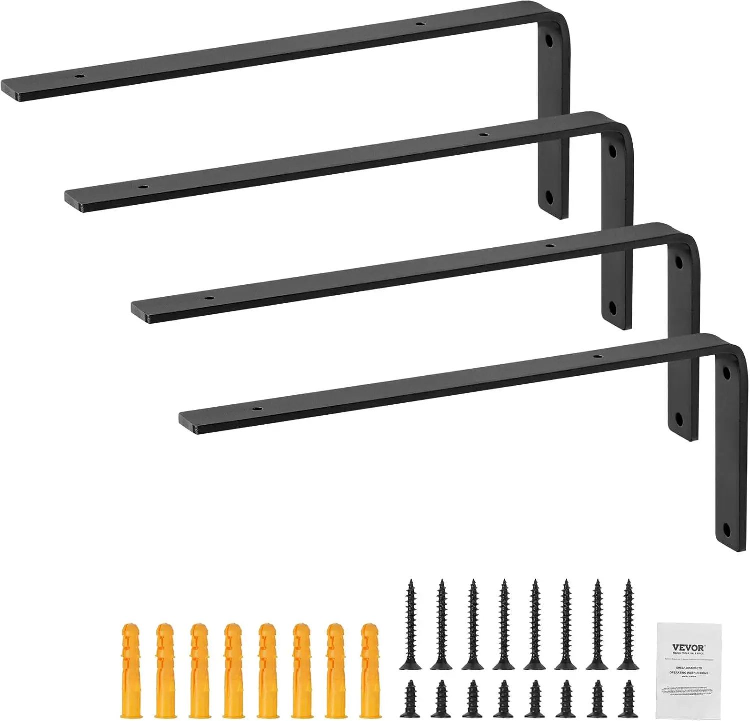 Heavy Duty Floating Shelf Brackets - 10 x 6 in, 4 Pcs, 5mm Thick Matte Black Steel Shelving Brackets with 160 lbs Load Capacity
Heavy Duty Floating Shelf Brackets - 10 x 6 in, 4 Pcs, 5mm Thick Matte Black Steel Shelving Brackets with 160 lbs Load Capacity