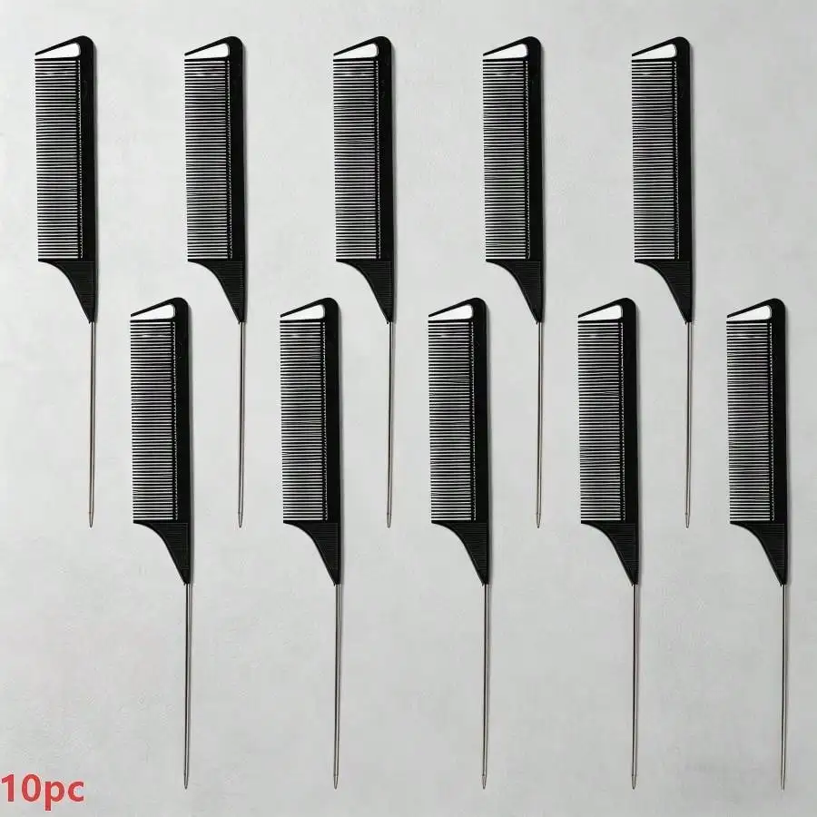 10pcs Professional Hair Tail Combs, Anti-Static Fine Tooth Combs For Parting & Styling, Lightweight Carbon Combs With Metal Tip, Perfect For Salon, Home & Travel Use
10pcs Professional Hair Tail Combs, Anti-Static Fine Tooth Combs For Parting & Styling, Lightweight Carbon Combs With Metal Tip, Perfect For Salon, Home & Travel Use