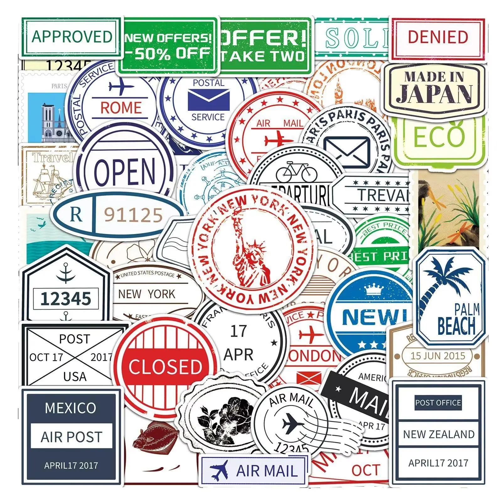 59Pcs Vintage Postmark Stickers Decals For Laptop Scrapbook Luggage Guitar Helmet DIY Graffiti Aesthetic Stickers
59Pcs Vintage Postmark Stickers Decals For Laptop Scrapbook Luggage Guitar Helmet DIY Graffiti Aesthetic Stickers