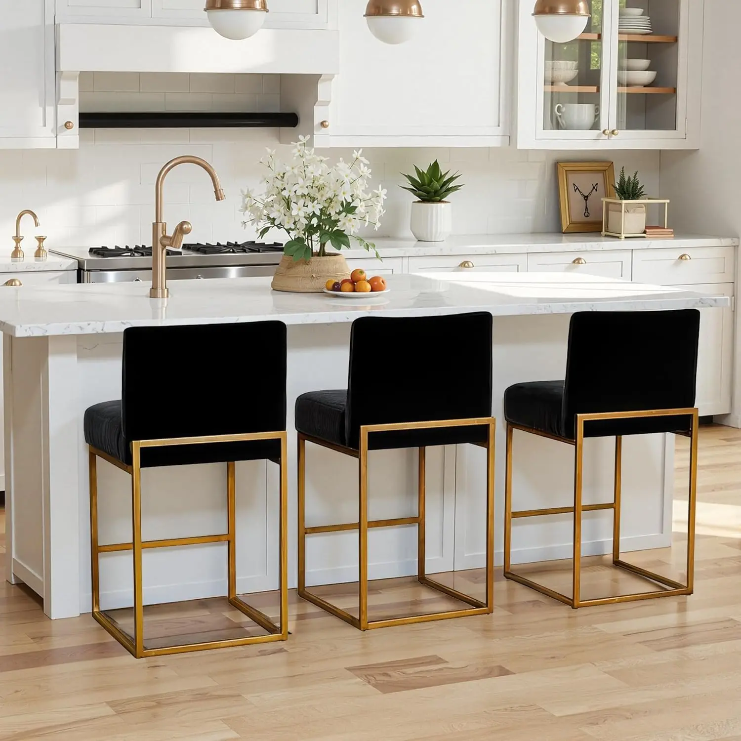 Барный стул высотой до столешницы, спинка из искусственной кожи, золотистая рама, для кухни, 26 дюймов, набор из 3 шт., на заказ
Барный стул высотой до столешницы, спинка из искусственной кожи, золотистая рама, для кухни, 26 дюймов, набор из 3 шт., на заказ