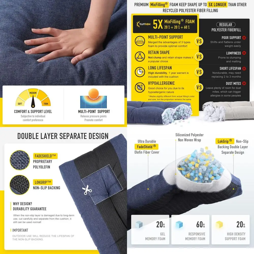 Memory Foam Bench Cushion, Non-Slip Tufted, FadeShield Water-Resistant, Outdoor/Indoor, 59x16x4 inches, Heather Indigo
Memory Foam Bench Cushion, Non-Slip Tufted, FadeShield Water-Resistant, Outdoor/Indoor, 59x16x4 inches, Heather Indigo