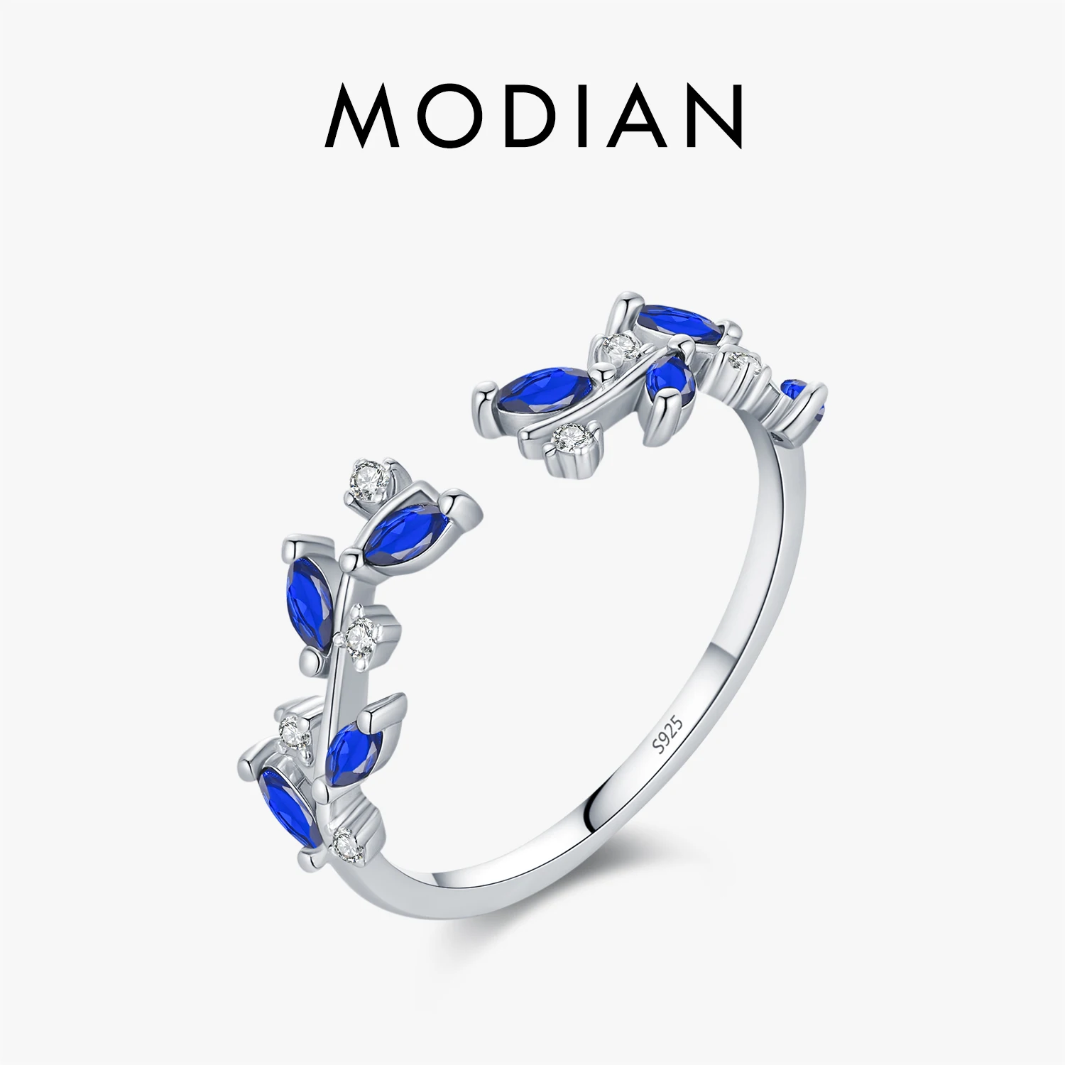 MODIAN стерлингового серебра 925, нежные листья растений, королевский синий циркон, регулируемые кольца на палец для женщин, изящные ювелирные изделия
MODIAN стерлингового серебра 925, нежные листья растений, королевский синий циркон, регулируемые кольца на палец для женщин, изящные ювелирные изделия
