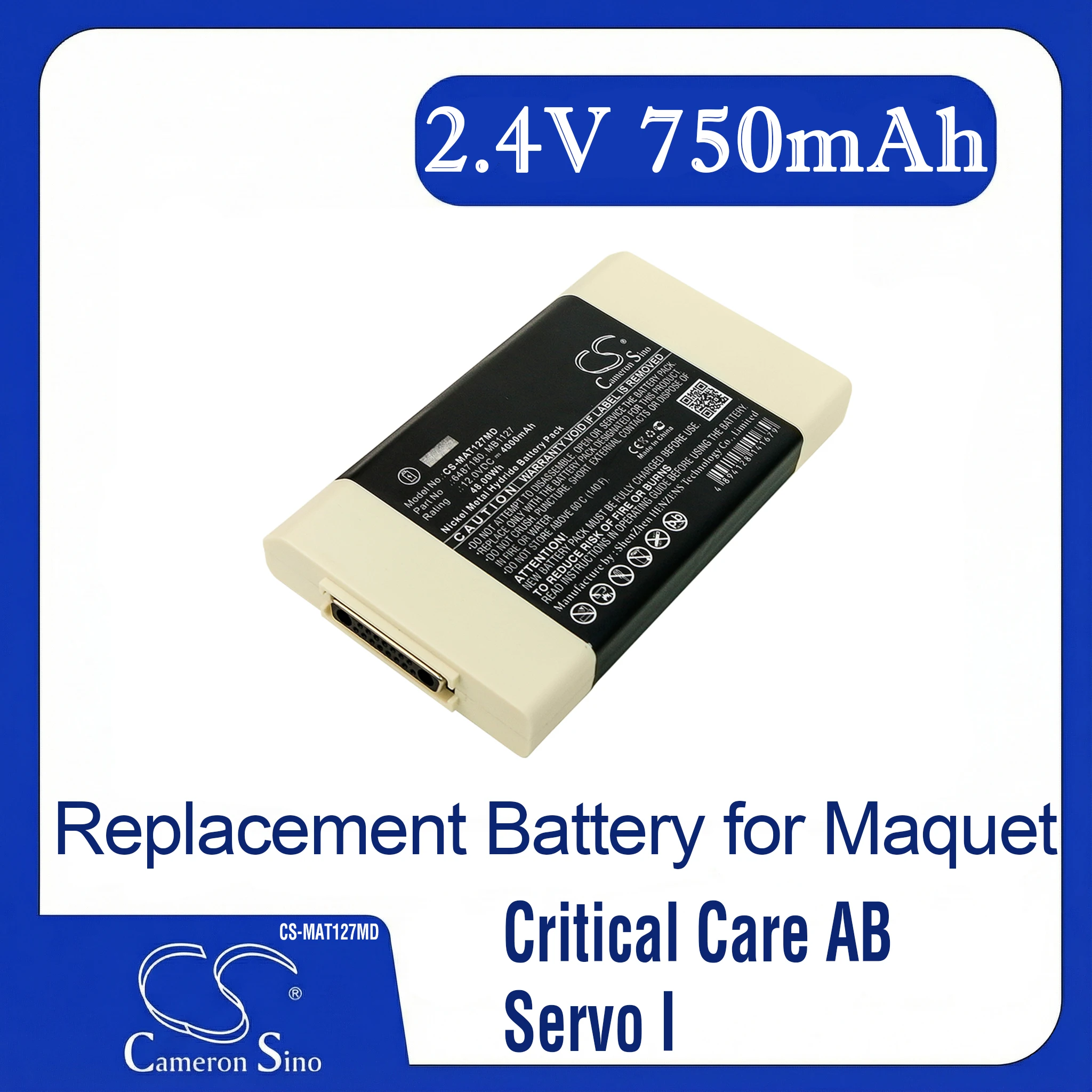Cameron Sino Replacement Battery for Maquet Critical Care AB, Servo I, Servo S, Fits P/N 6487180
Cameron Sino Replacement Battery for Maquet Critical Care AB, Servo I, Servo S, Fits P/N 6487180