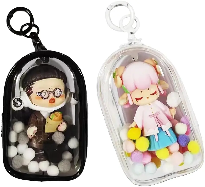 2-Pack Clear Figure Display Bag with Keychain, PVC Pouch for Blind Box Mini Figures, Travel Carrying Case Keychain Charm for Collectors (Black+White)
2-Pack Clear Figure Display Bag with Keychain, PVC Pouch for Blind Box Mini Figures, Travel Carrying Case Keychain Charm for Collectors (Black+White)