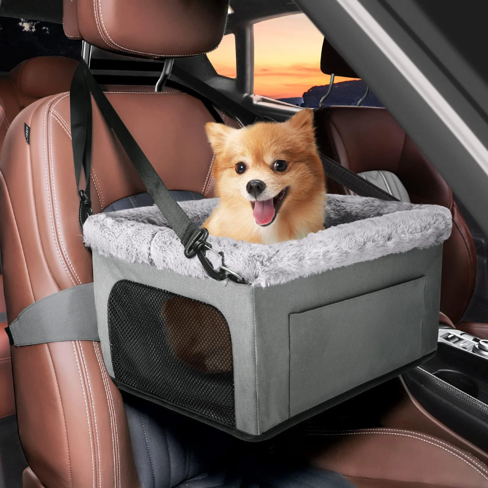 Deluxe Dog Booster Seat with Sturdy Metal Frame and Safety Leash for Small Pets up to 20 lbs - Portable Puppy Dog Car Seat
Deluxe Dog Booster Seat with Sturdy Metal Frame and Safety Leash for Small Pets up to 20 lbs - Portable Puppy Dog Car Seat