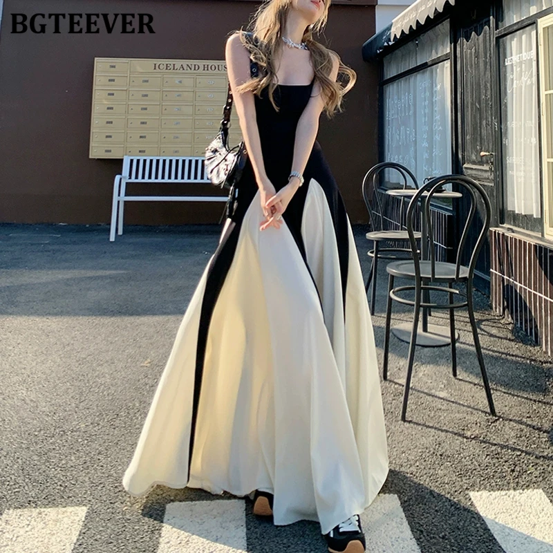 BGTEEVER Spring Summer Fashion Slim Waist Ladies Sleeveless Patchwork A-line Dress Stylish Female Spaghetti Strap Midi Dress
BGTEEVER Spring Summer Fashion Slim Waist Ladies Sleeveless Patchwork A-line Dress Stylish Female Spaghetti Strap Midi Dress