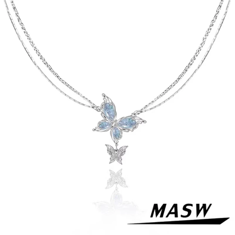 MASW Original Design Light Luxury Ice Blue Butterfly Necklace Niche Versatile Premium Clavicle Chain
MASW Original Design Light Luxury Ice Blue Butterfly Necklace Niche Versatile Premium Clavicle Chain