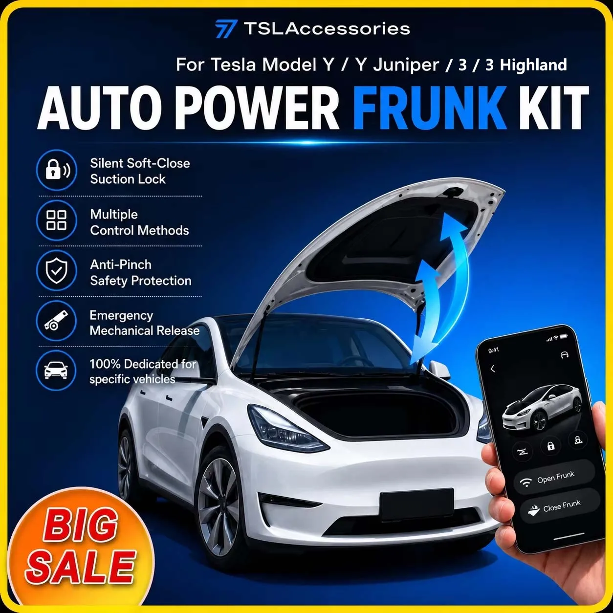 for Tesla Model Y Juniper /3 Highland Power Frunk Kit Automatic Electric Front Hood Lift Gate Intelligent Soft Close Waterproof
for Tesla Model Y Juniper /3 Highland Power Frunk Kit Automatic Electric Front Hood Lift Gate Intelligent Soft Close Waterproof