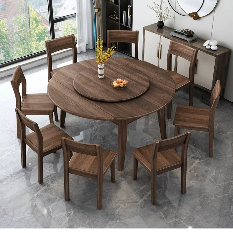 Black walnut dining table and chairs household apartment telescopic folding square and round dual-purpose solid wood combination
Black walnut dining table and chairs household apartment telescopic folding square and round dual-purpose solid wood combination