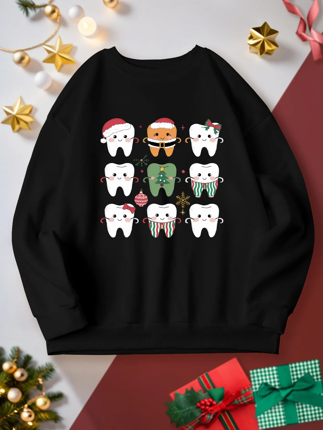 Holiday Teeth Pattern Sweatshirt - Casual Round-neck Sweatshirt with Geometric Patterns
Holiday Teeth Pattern Sweatshirt - Casual Round-neck Sweatshirt with Geometric Patterns