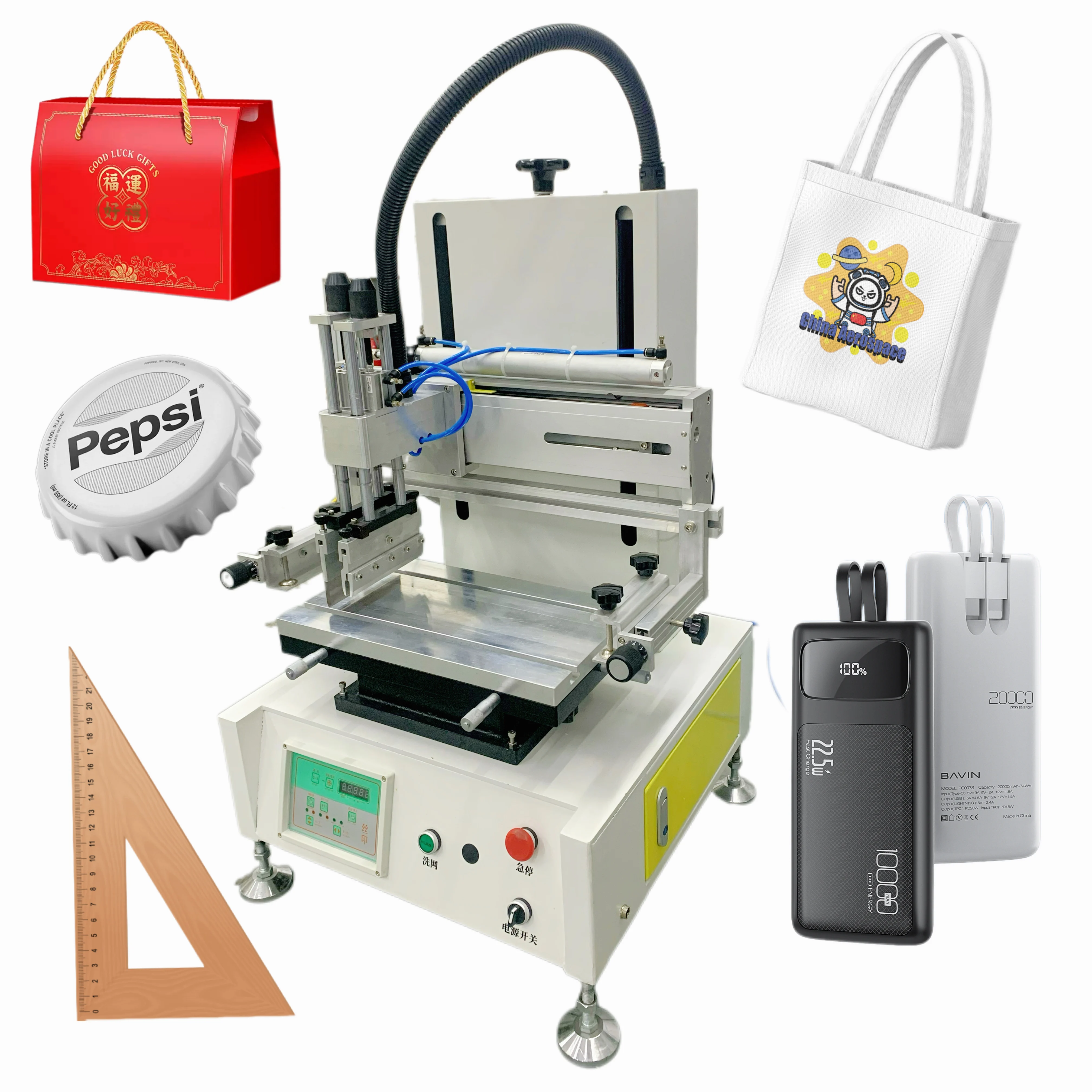 Semi-automatic 1 Color Screen Printing Machine With Suction Table For Ruler And Gift Bag Silkscreen Printing
Semi-automatic 1 Color Screen Printing Machine With Suction Table For Ruler And Gift Bag Silkscreen Printing