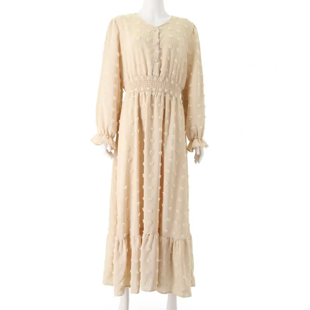 Women Elegant Dress Boho Maxi Dress V Neck Elastic Waist Patchwork A-line Dot Applique Ruffle Hem Women's Spring/fall Ankle
Women Elegant Dress Boho Maxi Dress V Neck Elastic Waist Patchwork A-line Dot Applique Ruffle Hem Women's Spring/fall Ankle