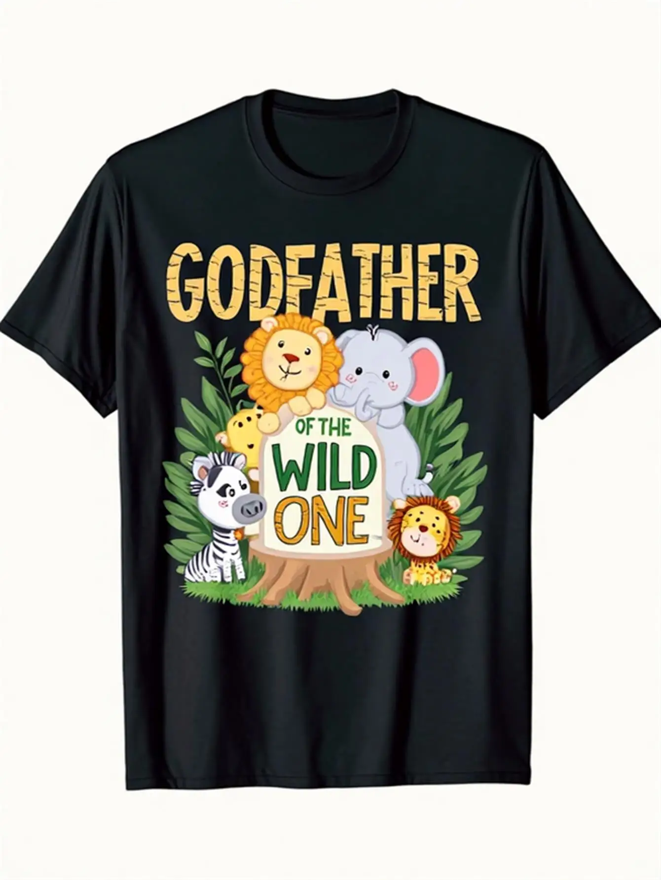 T-Shirt with the One Graphic of the Wild God Father Featuring Lions, Elephants, and Giraffes, a Soft and Breathable Shirt for Birthday, Halloween, Father's Day Gifts, Casual Daily Wear and Party Wear
T-Shirt with the One Graphic of the Wild God Father Featuring Lions, Elephants, and Giraffes, a Soft and Breathable Shirt for Birthday, Halloween, Father's Day Gifts, Casual Daily Wear and Party Wear