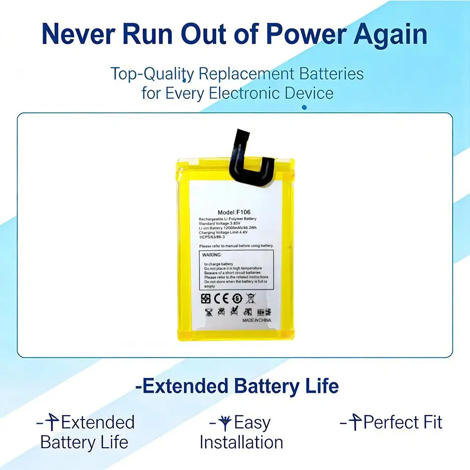 Легкая батарея для смартфона Fossibot F106 Pro, 12000 мАч, с тройной защитой
Легкая батарея для смартфона Fossibot F106 Pro, 12000 мАч, с тройной защитой