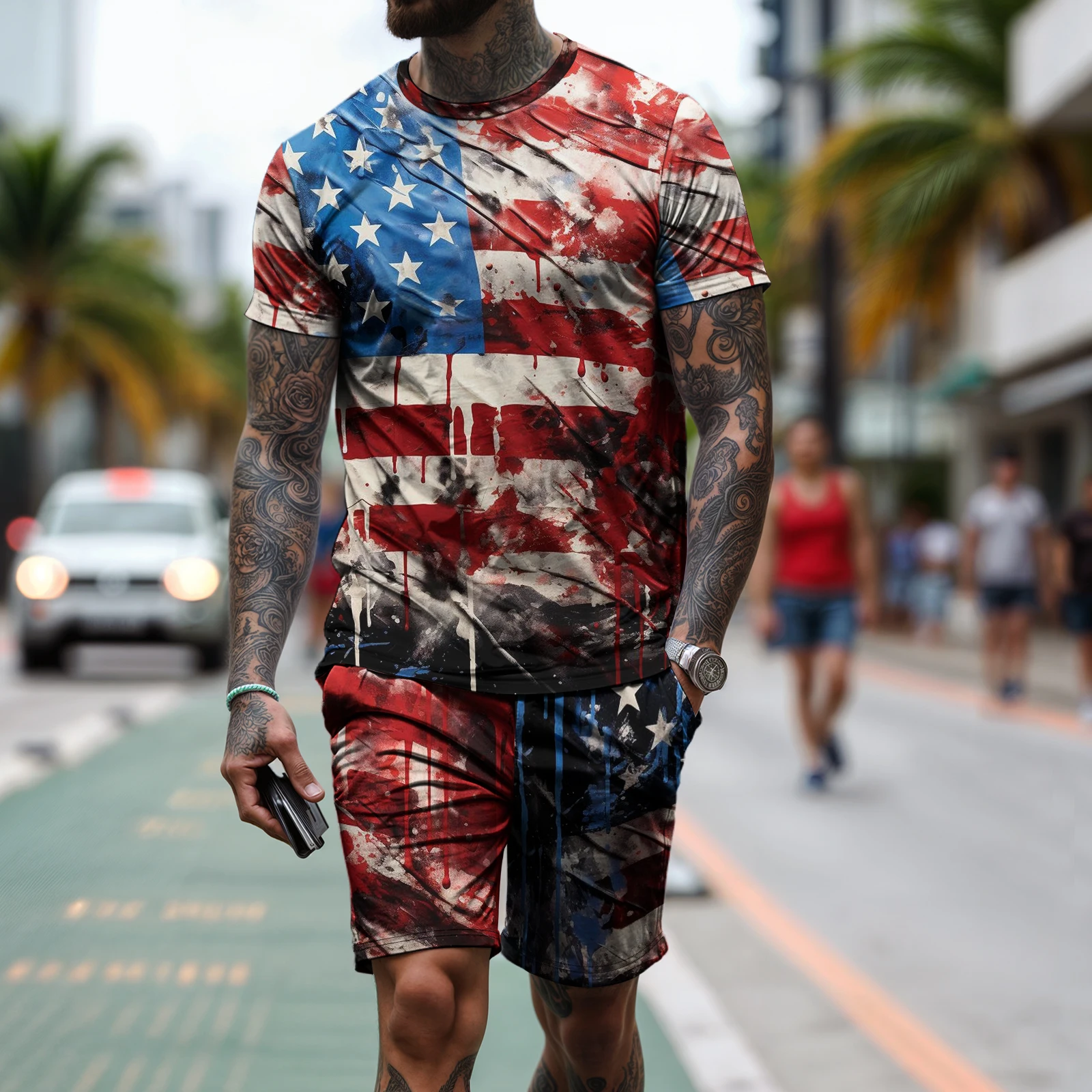Independence Day Fashion Summer Outdoor Sports Suit Mens Breathable T-Shirt USA Man Shorts Casual American Flag Two-Piece Set 20
Independence Day Fashion Summer Outdoor Sports Suit Mens Breathable T-Shirt USA Man Shorts Casual American Flag Two-Piece Set 20
