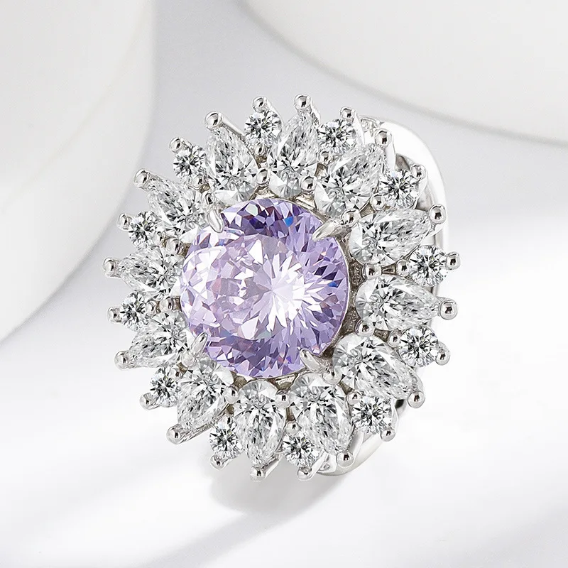 Модное кольцо из стерлингового серебра 925 пробы с фиолетовым подсолнухом в форме птичьего гнезда, инкрустированное кристаллом циркона, подарок на день рождения, годовщину вечеринки 
Модное кольцо из стерлингового серебра 925 пробы с фиолетовым подсолнухом в форме птичьего гнезда, инкрустированное кристаллом циркона, подарок на день рождения, годовщину вечеринки