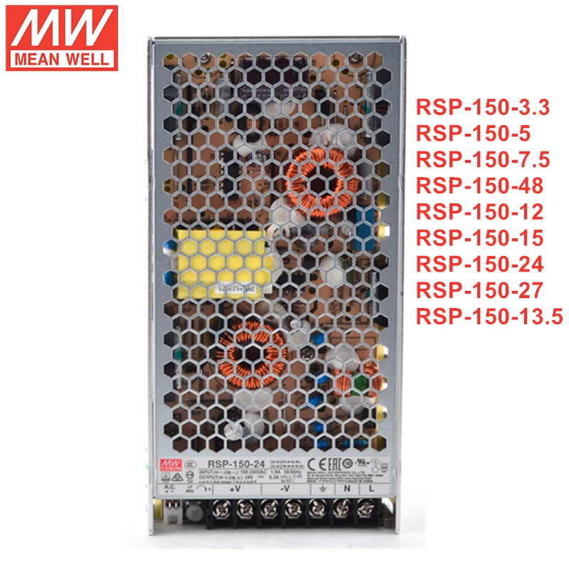 MEAN WELL RSP-150 Series 150W Single Output Power Supply With PFC Function RSP-150-3.3/5/7.5/12/15/24/27/48V
MEAN WELL RSP-150 Series 150W Single Output Power Supply With PFC Function RSP-150-3.3/5/7.5/12/15/24/27/48V