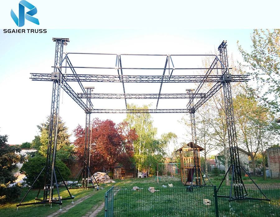 Standing Lighting Sound System Support Aluminum Spigot Black Truss
Standing Lighting Sound System Support Aluminum Spigot Black Truss