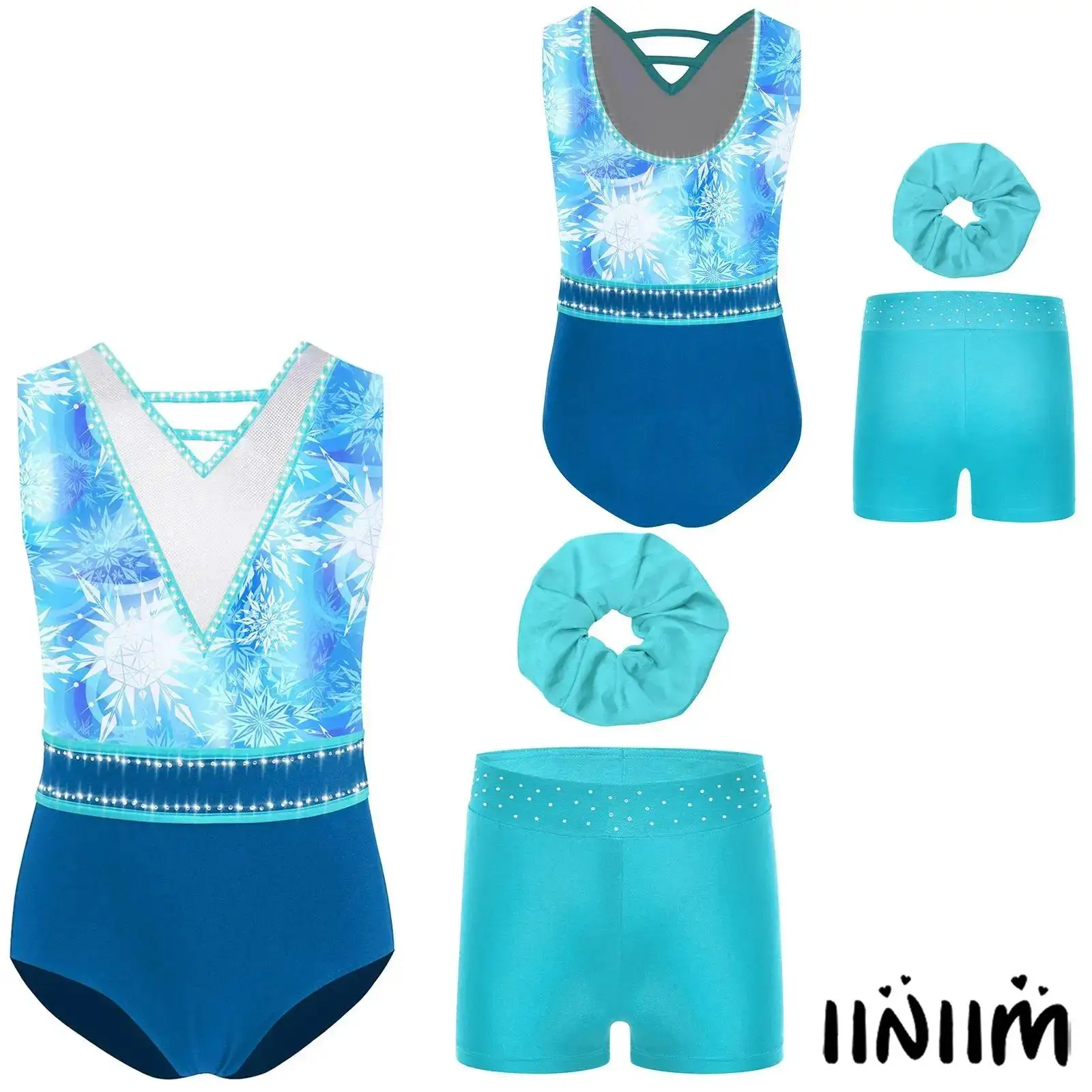 Kids Girls Gymnastics Dance Leotard Set V-Neck Sleeveless Rhinestone with Shorts Headwear Figure Skating Stage Performance Wear
Kids Girls Gymnastics Dance Leotard Set V-Neck Sleeveless Rhinestone with Shorts Headwear Figure Skating Stage Performance Wear