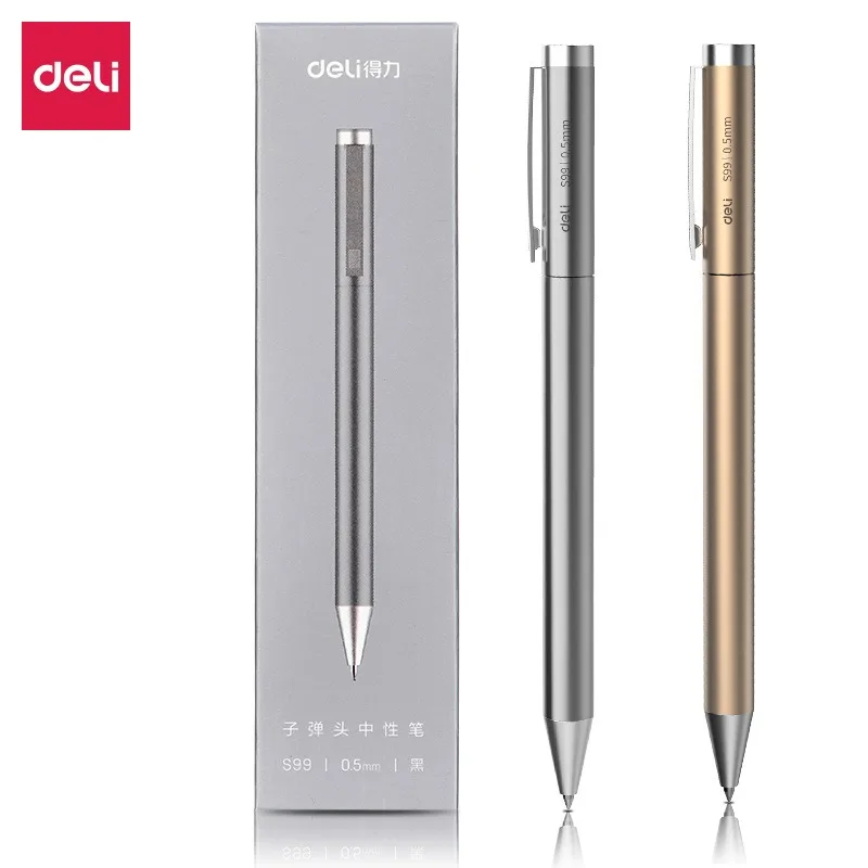 Deli Metal Gel Pens 0.5mm black ink Refill Sign Pen Stationery Smooth Writing Business Pen School Office Supplies for Kid Gift
Deli Metal Gel Pens 0.5mm black ink Refill Sign Pen Stationery Smooth Writing Business Pen School Office Supplies for Kid Gift