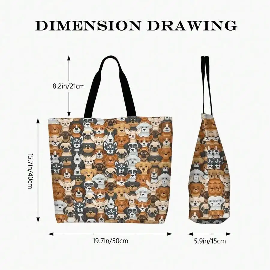 Dog Breeds Pattern Casual Tote Bag For Adult Dog Lovers Shopping Travel
Dog Breeds Pattern Casual Tote Bag For Adult Dog Lovers Shopping Travel