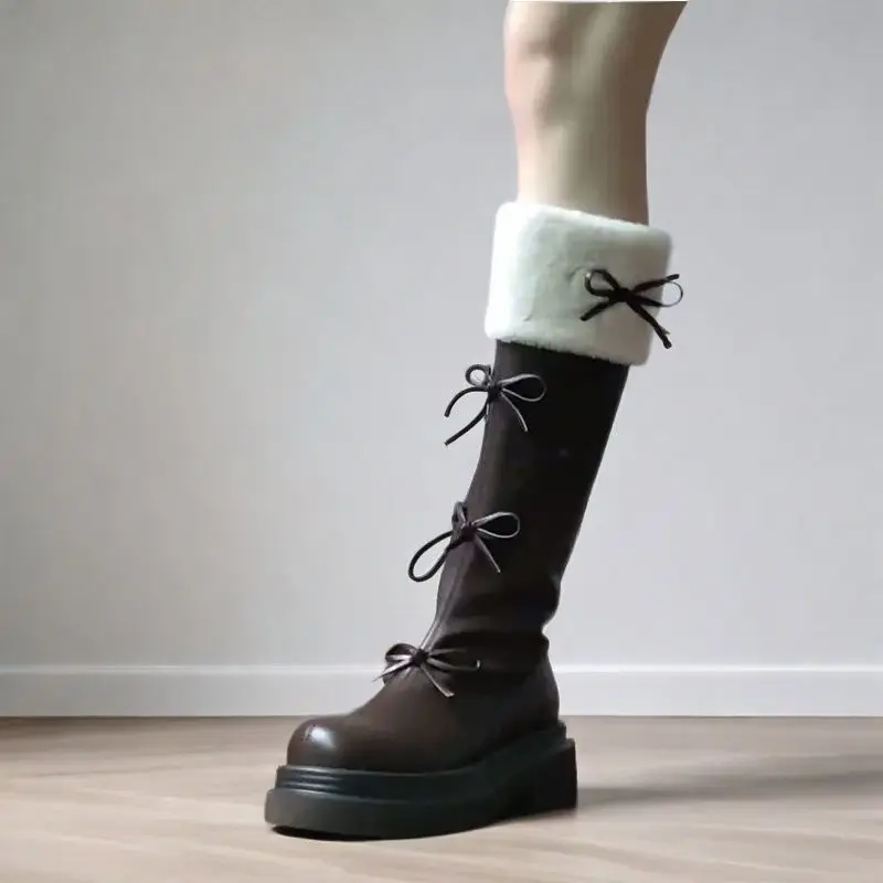 Bowknot PU Leather Snow Boots 2025 Autumn Winter Mid-calf Boots Korean Style Girls Sweet Thick Bottom Boots Student Cotton Shoes
Bowknot PU Leather Snow Boots 2025 Autumn Winter Mid-calf Boots Korean Style Girls Sweet Thick Bottom Boots Student Cotton Shoes