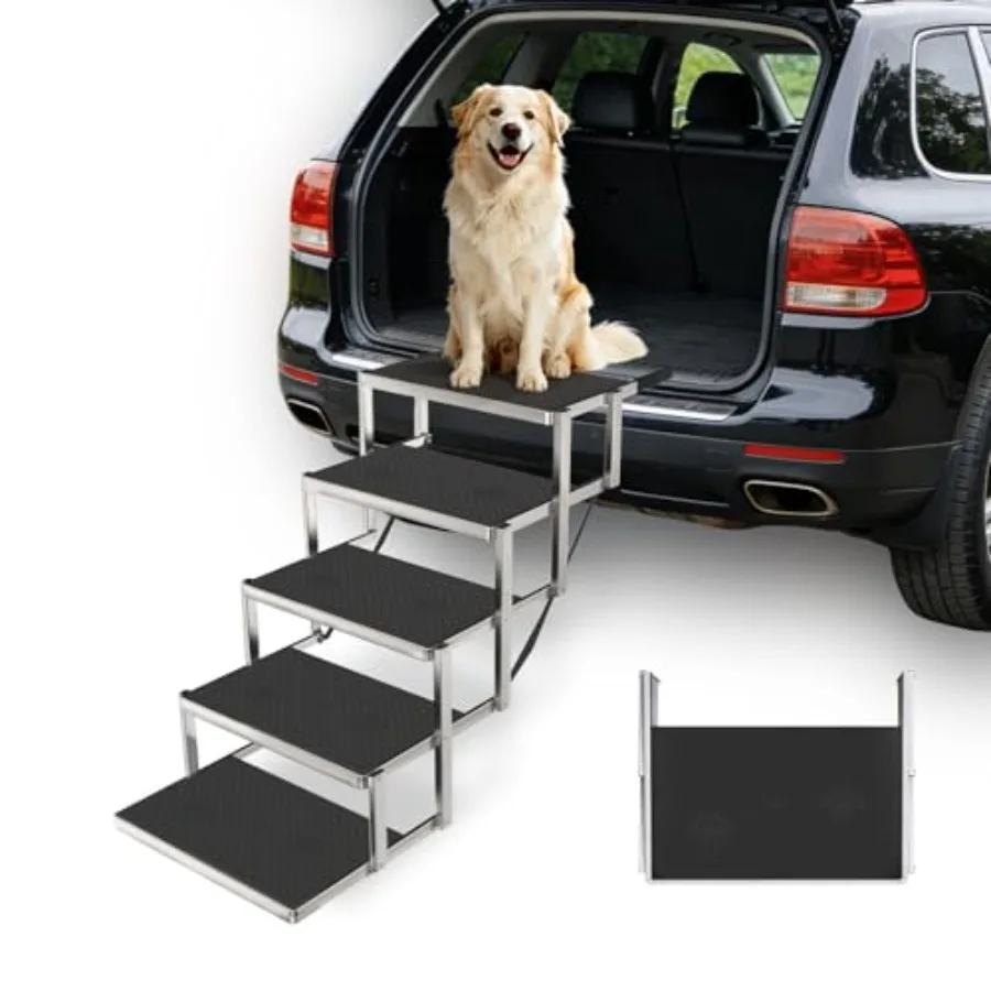 Dog Steps for Car SUV 5-Step Foldable Pet Stairs for Large Dogs, Non-Slip Heavy-Duty Plastic, Black, Lightweight Portable Vehic
Dog Steps for Car SUV 5-Step Foldable Pet Stairs for Large Dogs, Non-Slip Heavy-Duty Plastic, Black, Lightweight Portable Vehic