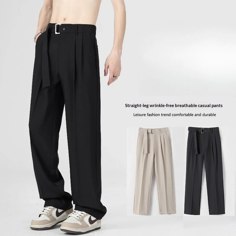 Men's Business Casual with Belt Suit Pant 2026 Summer New Office Man Straight Trousers Korean Streetwear Fashion Baggy Pants
Men's Business Casual with Belt Suit Pant 2026 Summer New Office Man Straight Trousers Korean Streetwear Fashion Baggy Pants