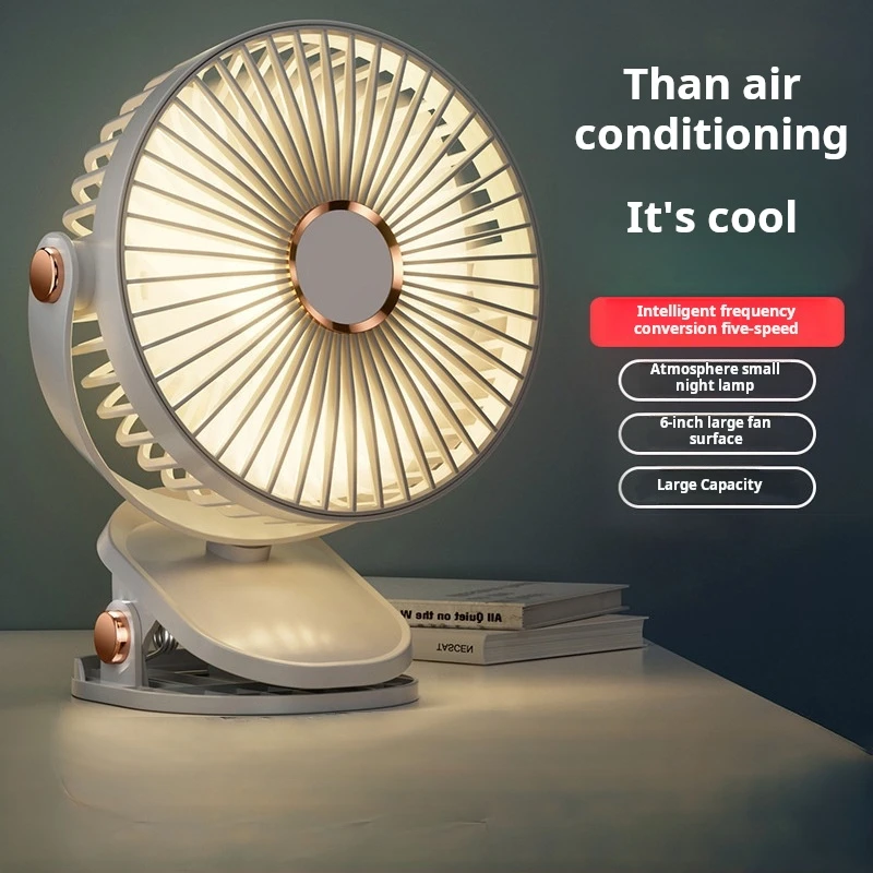 Clip fan desktop dormitory wall mounted silent night light dual-purpose USB 6-inch small rechargeable fan
Clip fan desktop dormitory wall mounted silent night light dual-purpose USB 6-inch small rechargeable fan