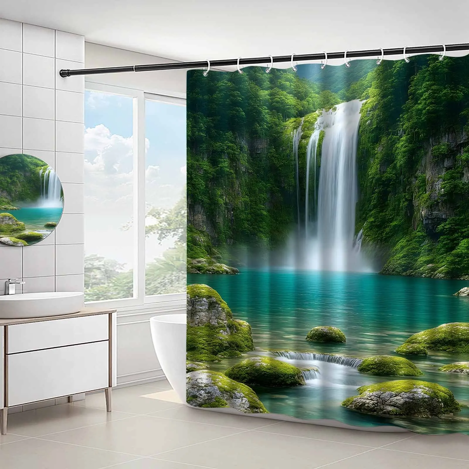 Waterfall Shower Curtain Waterproof Fabric Bathroom Curtains Forest Lake Scenery Bath Screen Divider Home Decor With Hooks
Waterfall Shower Curtain Waterproof Fabric Bathroom Curtains Forest Lake Scenery Bath Screen Divider Home Decor With Hooks