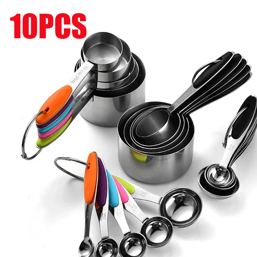 5/10Pcs Stainless Steel Measuring Cups And Spoons Set Kitchen Accessories For Baking Cake Cooking Making Measuring Kitchen Tools
5/10Pcs Stainless Steel Measuring Cups And Spoons Set Kitchen Accessories For Baking Cake Cooking Making Measuring Kitchen Tools