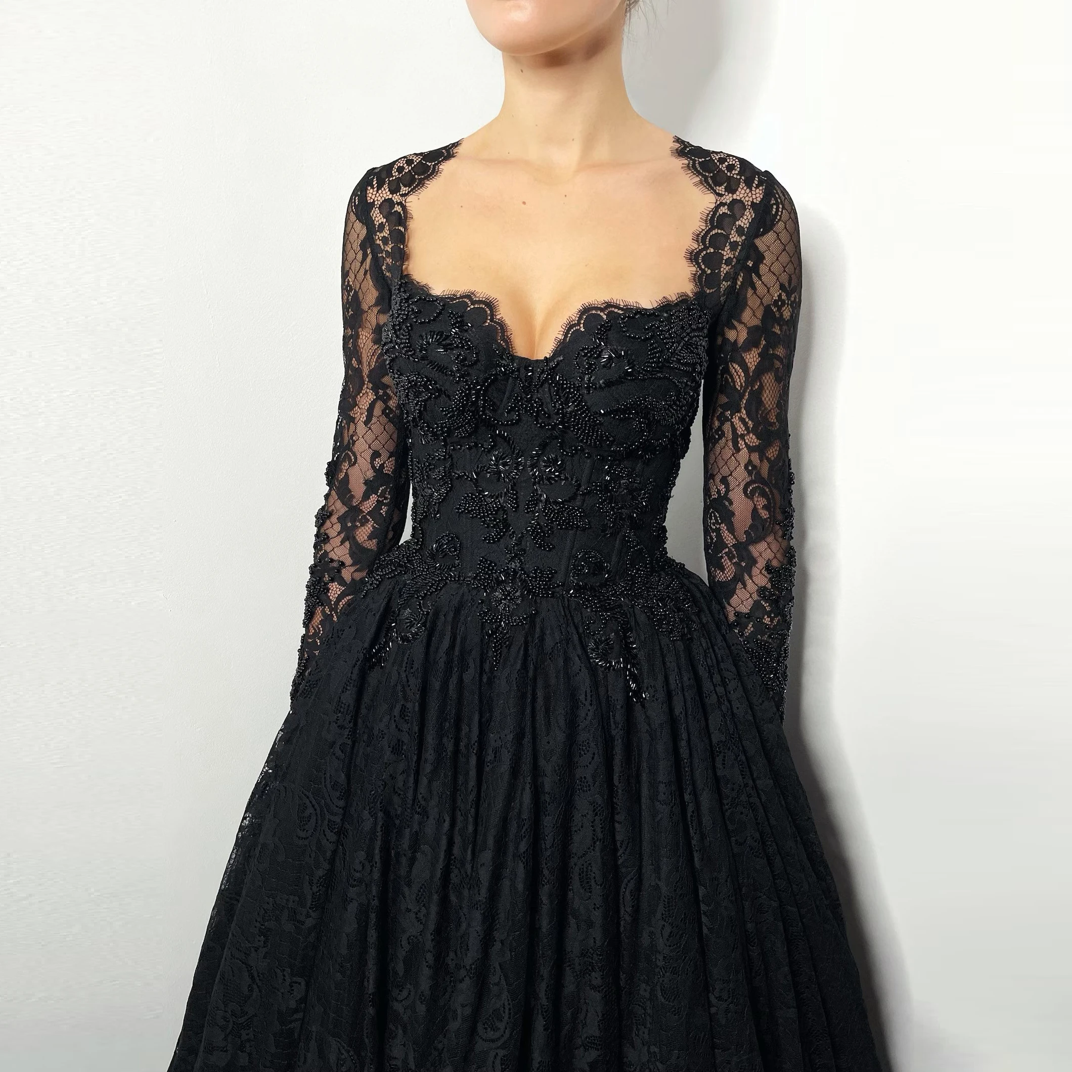 Sharon Said Elegant Black Lace Long Sleeves Wedding Evening Dress with 3D Flowers Beaded Women Bride Gowns 2026 SW557 Customized
Sharon Said Elegant Black Lace Long Sleeves Wedding Evening Dress with 3D Flowers Beaded Women Bride Gowns 2026 SW557 Customized