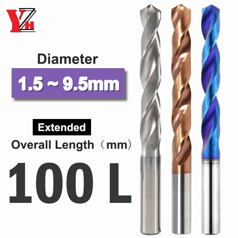 YZH 100L Twist Drill Diameter D1.5-D9.5 Solid Tungsten Bits HRC50/55/65 CNC Straight Handle Drilling Hole For Metal
YZH 100L Twist Drill Diameter D1.5-D9.5 Solid Tungsten Bits HRC50/55/65 CNC Straight Handle Drilling Hole For Metal