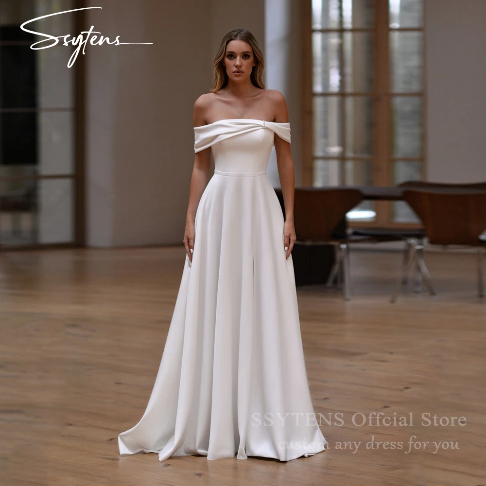 Свадебные платья SSYTENS Simple A-Line с открытыми плечами, с разрезом по боку, длиной в пол, для невесты, Vestidos De Noiva
Свадебные платья SSYTENS Simple A-Line с открытыми плечами, с разрезом по боку, длиной в пол, для невесты, Vestidos De Noiva