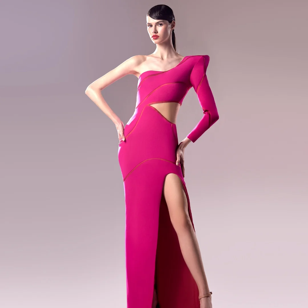 Customized High Quality Jersey Straight One Shoulder Evening Dresses Long Sleeves Zipper Back Panel Train Homecoming D
Customized High Quality Jersey Straight One Shoulder Evening Dresses Long Sleeves Zipper Back Panel Train Homecoming D