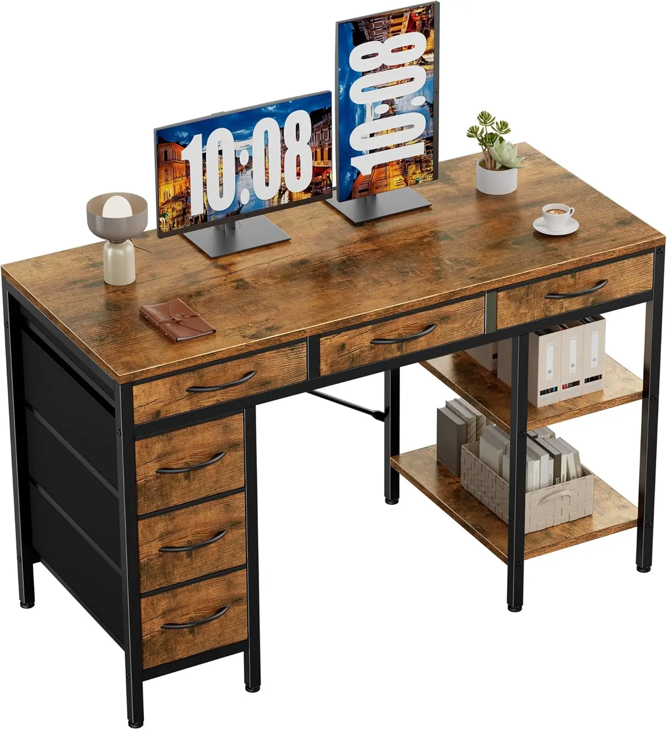 47" Rustic Brown Computer Desk with 6 Drawers and Storage Shelves for Home Office, Gaming, Bedroom, Study Corner
47" Rustic Brown Computer Desk with 6 Drawers and Storage Shelves for Home Office, Gaming, Bedroom, Study Corner
