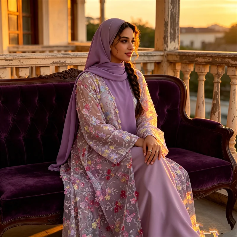Luxury Kaftan 3D Floral Embroidery Lace Abayas 3 Pieces Set Modest Women Muslim Dress with Inner Hijab Jalabiya Kimono Cardigan
Luxury Kaftan 3D Floral Embroidery Lace Abayas 3 Pieces Set Modest Women Muslim Dress with Inner Hijab Jalabiya Kimono Cardigan