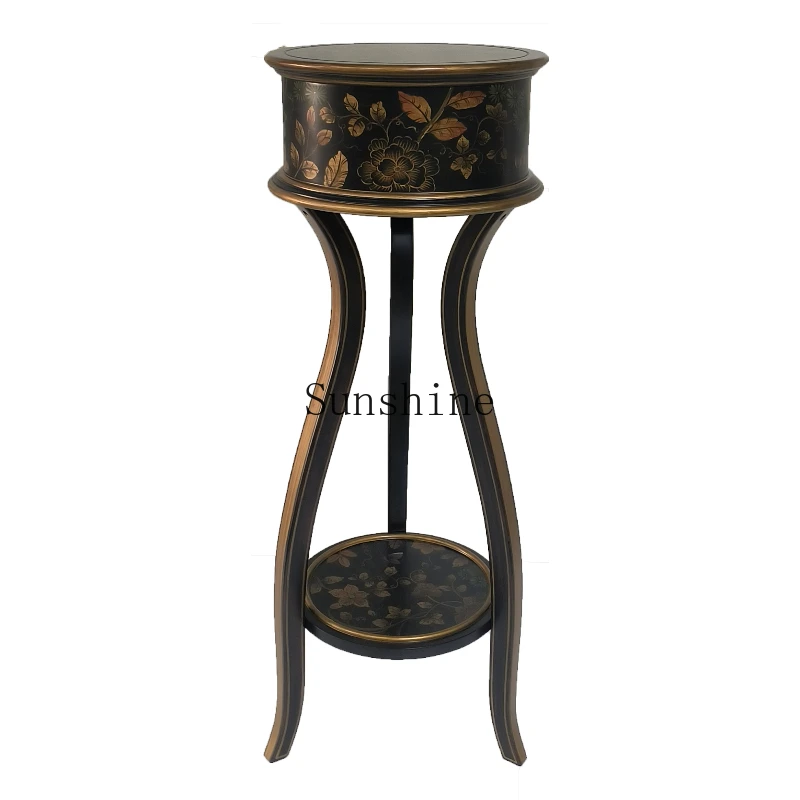 European painted solid wood flower stand antique American round light luxury high-footed flower table
European painted solid wood flower stand antique American round light luxury high-footed flower table