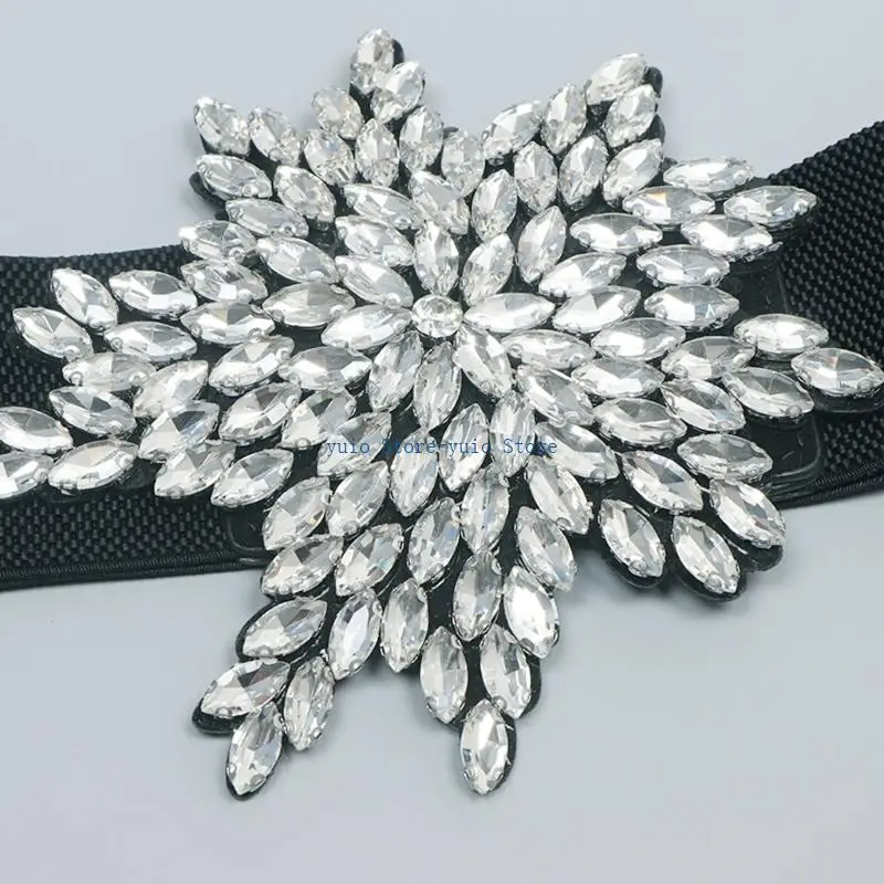 X7XB Elegant Waist Belt Rhinestones Decorated Elastic Woven Belt With Metal Closure For Women's Comfortable Daily Wear
X7XB Elegant Waist Belt Rhinestones Decorated Elastic Woven Belt With Metal Closure For Women's Comfortable Daily Wear