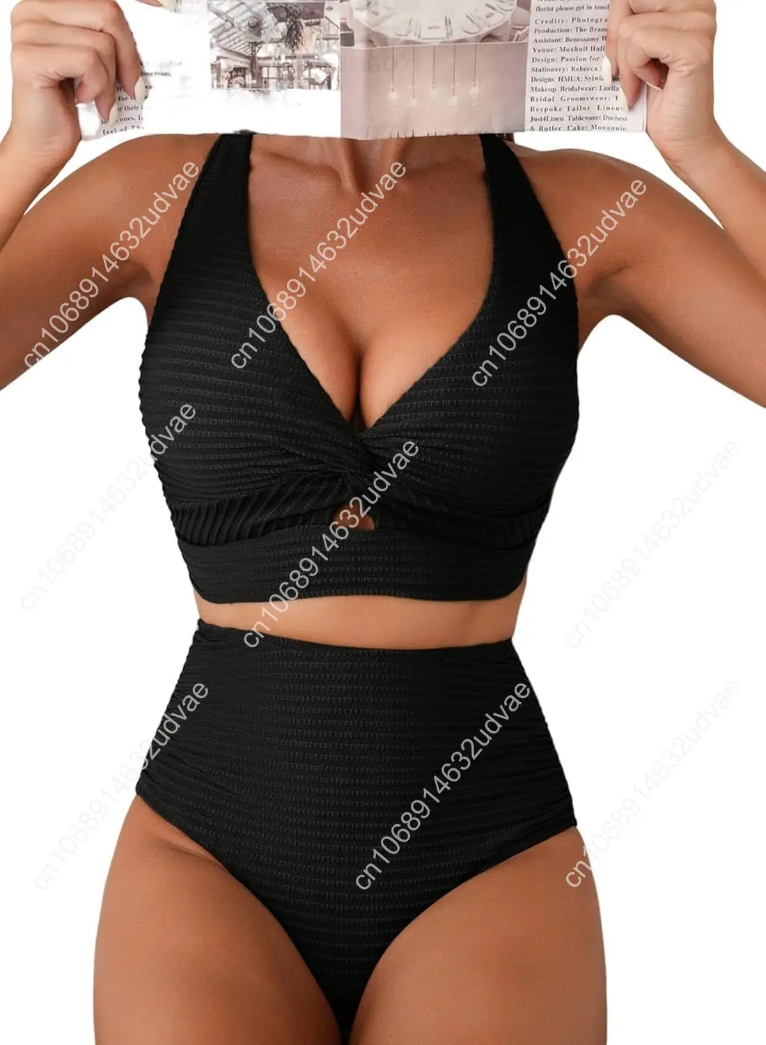 Herseas Women's Textured Bikini Sets Twist Front Top Swimsuits High Waisted Bathing Suits
Herseas Women's Textured Bikini Sets Twist Front Top Swimsuits High Waisted Bathing Suits