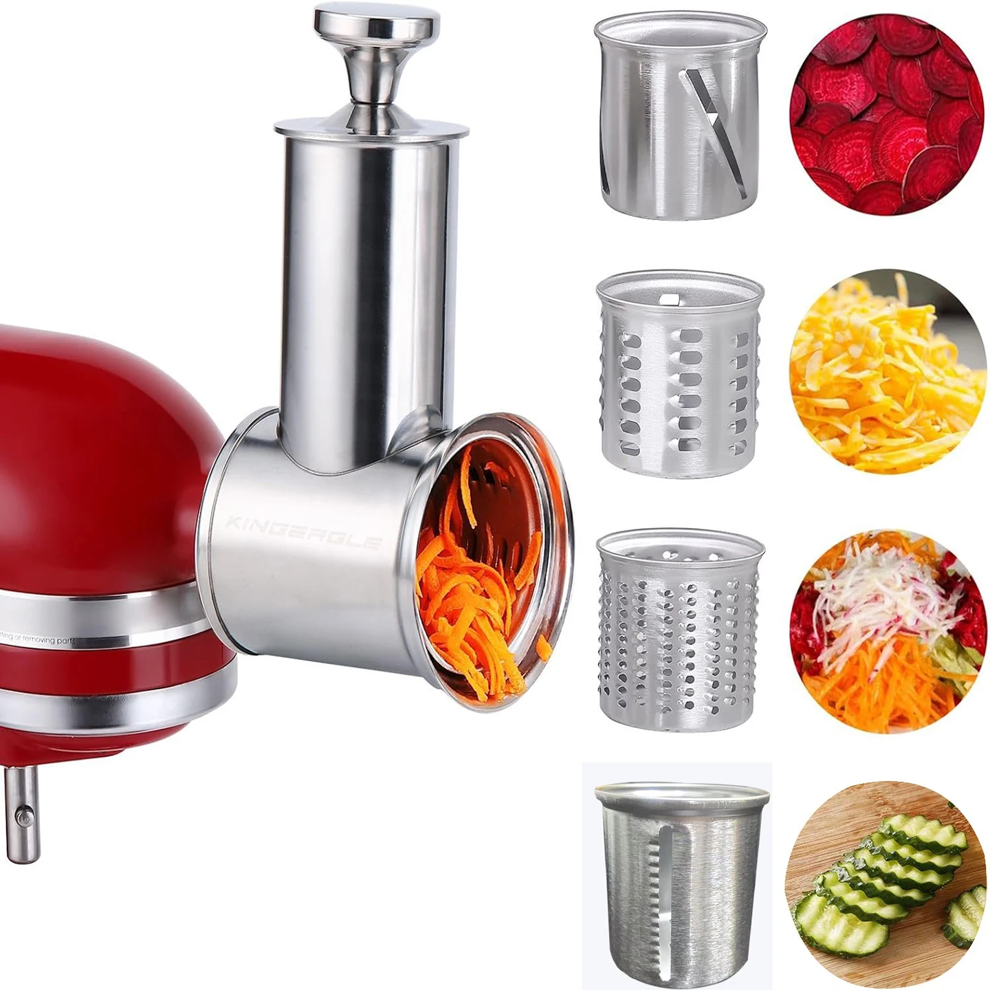 Large Stainless Steel Slicer Shredder Attachment for KitchenAid Mixers,Dishwasher Safe Vegetable Cheese Grater Accessories with
Large Stainless Steel Slicer Shredder Attachment for KitchenAid Mixers,Dishwasher Safe Vegetable Cheese Grater Accessories with
