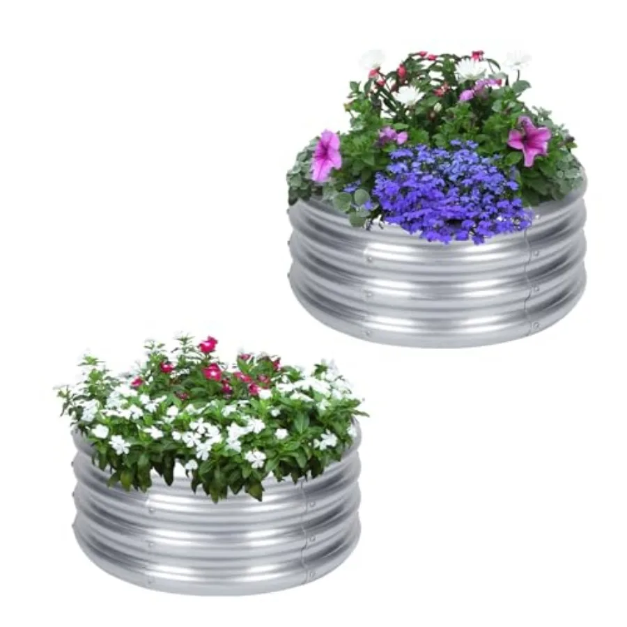 2 Pack 2x2x1ft Round Galvanized Raised Garden Bed Outdoor, Silver Metal Planter Box for Vegetables, Herbs, Flowers
2 Pack 2x2x1ft Round Galvanized Raised Garden Bed Outdoor, Silver Metal Planter Box for Vegetables, Herbs, Flowers