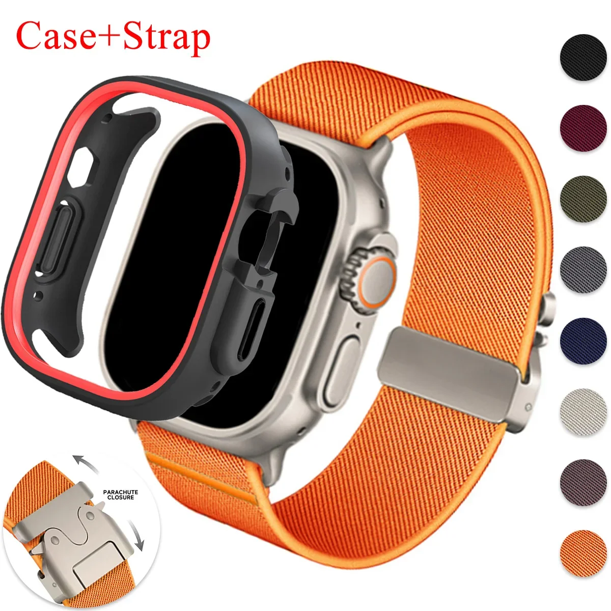 Силиконовый чехол + нейлоновый ремешок для Apple Watch Ultra 2 49 мм 46 45 44 41 42 Эластичный защитный браслет-бампер IWatch Series 10 8 96SE
Силиконовый чехол + нейлоновый ремешок для Apple Watch Ultra 2 49 мм 46 45 44 41 42 Эластичный защитный браслет-бампер IWatch Series 10 8 96SE