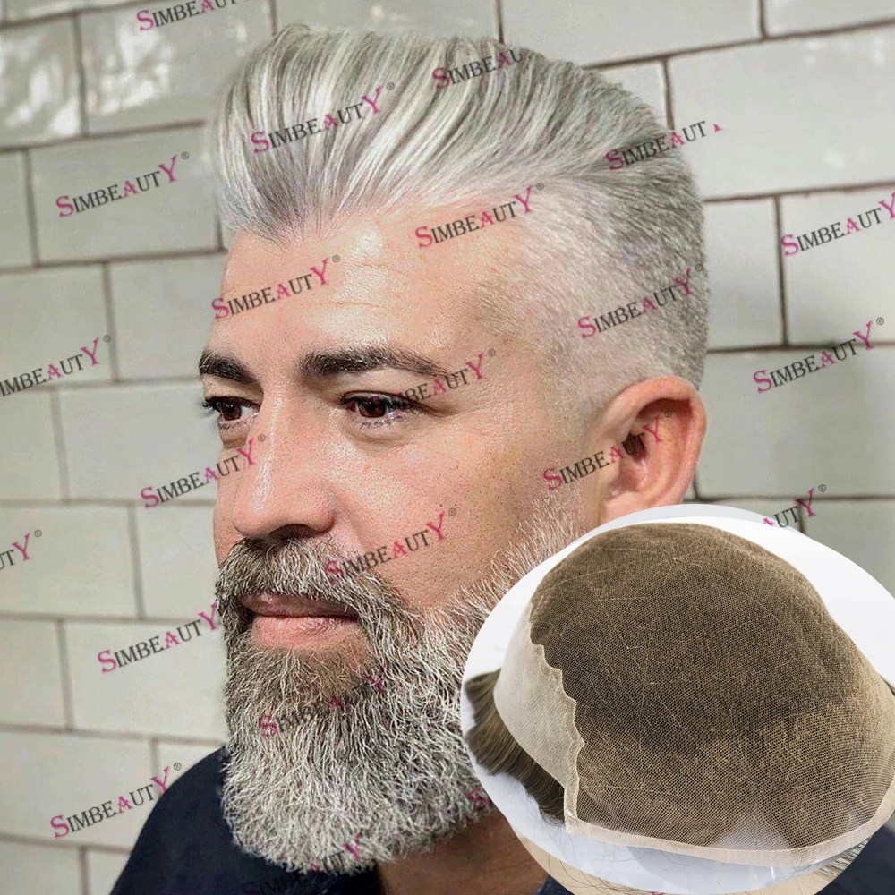 Breathable Swiss Lace Front Human Hair Toupee for Male Gray Hair 1b80 1b30 Men's Capillary Prosthesis Hair Replacement System Q6
Breathable Swiss Lace Front Human Hair Toupee for Male Gray Hair 1b80 1b30 Men's Capillary Prosthesis Hair Replacement System Q6